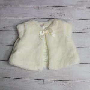 Gymboree Girl's Faux Fur Quilted Jacket Size 12 18 Months Off White